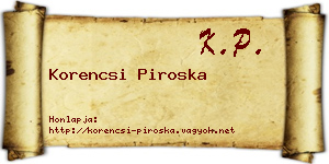 Korencsi Piroska névjegykártya